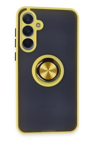 Mey İthalat®  Samsung Galaxy A15 4G Kılıf Montreal Yüzüklü Silikon Kapak - Sarı
