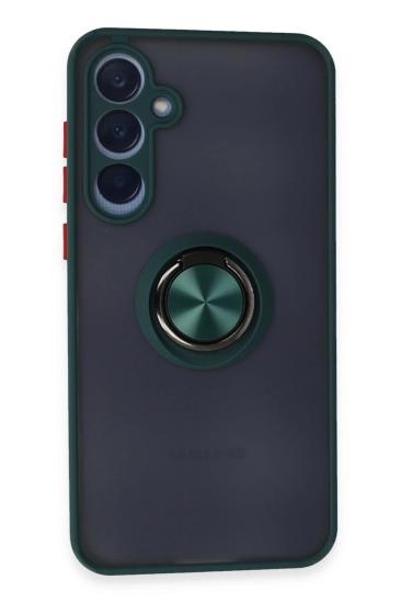 Mey İthalat®  Samsung Galaxy A35 5G Kılıf Montreal Yüzüklü Silikon Kapak - Yeşil