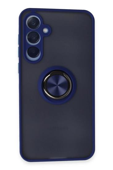 Mey İthalat®  Samsung Galaxy A35 5G Kılıf Montreal Yüzüklü Silikon Kapak - Lacivert