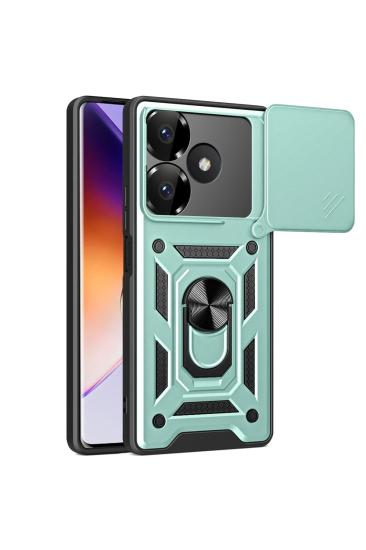 Mey İthalat®   Redmi 13 4G Kılıf Pars Lens Yüzüklü Silikon - Yeşil