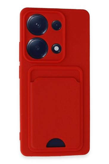 Mey İthalat®   Redmi Note 13 Pro 4G Kılıf Kelvin Kartvizitli Silikon - Kırmızı