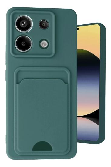 Mey İthalat®   Redmi Note 13 Pro 5G Kılıf Kelvin Kartvizitli Silikon - Koyu Yeşil