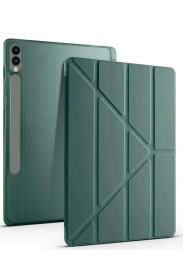 Mey İthalat®  Samsung Galaxy X610 Tab S9 FE Plus 12.4 Kılıf Kalemlikli Mars Tablet Kılıfı - Koyu Yeşil
