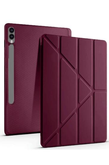 Mey İthalat®  Samsung Galaxy X610 Tab S9 FE Plus 12.4 Kılıf Kalemlikli Mars Tablet Kılıfı - Mürdüm