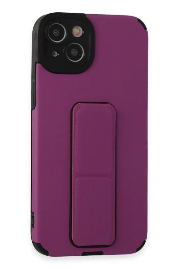 Mey İthalat®  iPhone 14 Plus Kılıf Mega Standlı Silikon - Mor
