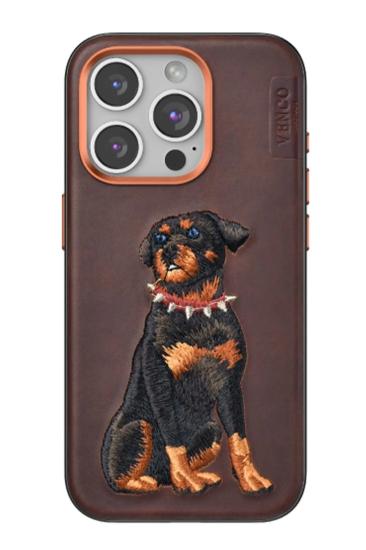 Mey İthalat®  iPhone 15 Pro Perma Desenli Kapak - Koyu Kahve