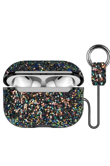 Mey İthalat®  Airpods Pro 2 (2.nesil) Bright Simli Airpods Kapak - Siyah