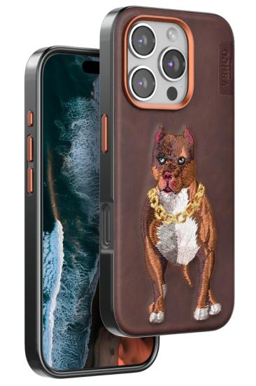 Mey İthalat®  iPhone 16 Pro Perma Desenli Kapak - Kahverengi