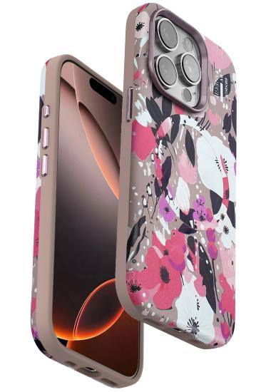 Mey İthalat®  iPhone 15 Pro Max Flower Series Magsafe Kapak - Pembe
