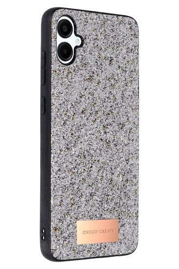 Mey İthalat®  Samsung Galaxy A06 Bright Simli Kapak - Gümüş