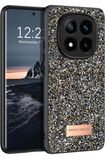 Mey İthalat®   Redmi Note 14 Pro 4G Bright Simli Kapak - Gümüş