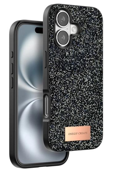 Mey İthalat®  iPhone 16 Plus Bright Simli Kapak - Siyah