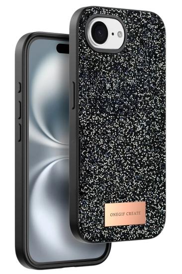 Mey İthalat®   iPhone 16E Bright Simli Kapak - Siyah