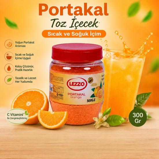 Lezzo Portakal Aromalı Toz İçecek 300 Gr – Sıcak ve Soğuk İçim