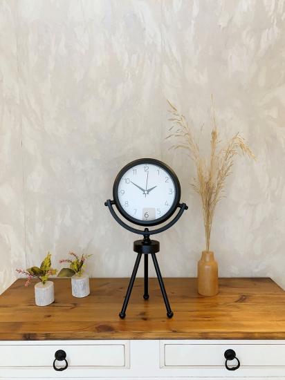 Siyah Metal Mini Tripod Zarif Masa Saati 45×26 cm