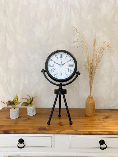 Siyah Metal Mini Tripod Modern Masa Saati 45×26 cm