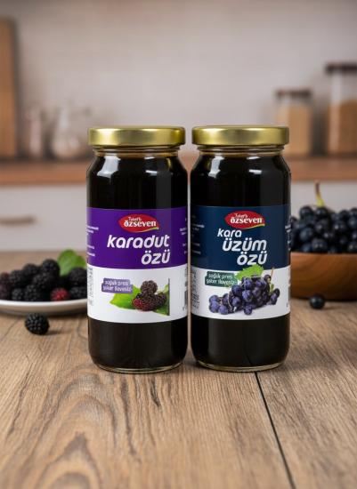 Özseven 2’li Meyve Özleri Paketi (Karadut Özü 300gr + Kara Üzüm Özü 300gr)