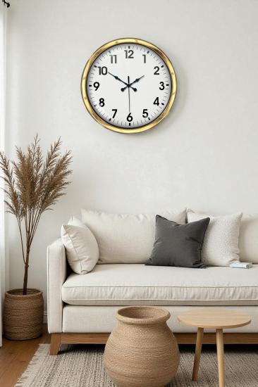 40 cm Metal Gold Standart Duvar Saati – Modern ve Dekoratif Tasarım