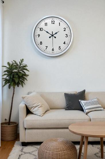 40 cm Beyaz Metal Standart Duvar Saati