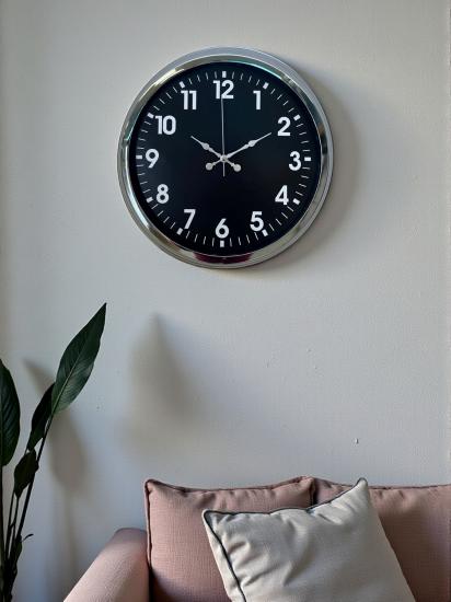 Modern 40 Cm Metal Krom Standart Duvar Saati