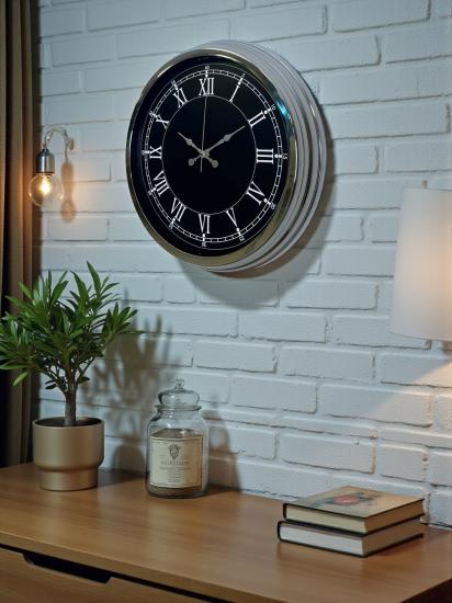 Elegance 40 Cm Metal Krom Duvar Saati