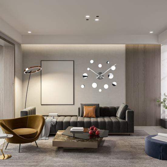 3D Aynalı Yuvarlak Dekoratif Kendin Yap DIY Duvar Saati