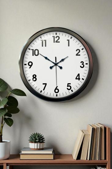 Siyah Klasik 52 Cm Modern Duvar Saati