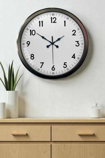 Black Classic 52 Cm Metal Modern Ve Şık Duvar Saati