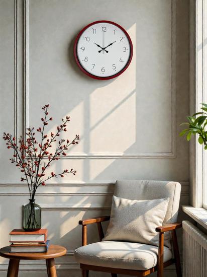 36 Cm Standart Kırmızı Duvar Saati