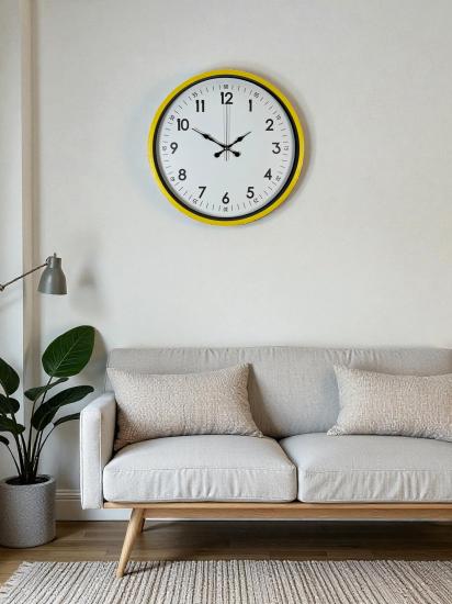 36 Cm Sarı Modern Dekoratif Duvar Saati