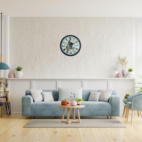 Siyah Paris Garden Dekoratif 36 Cm Duvar Saati