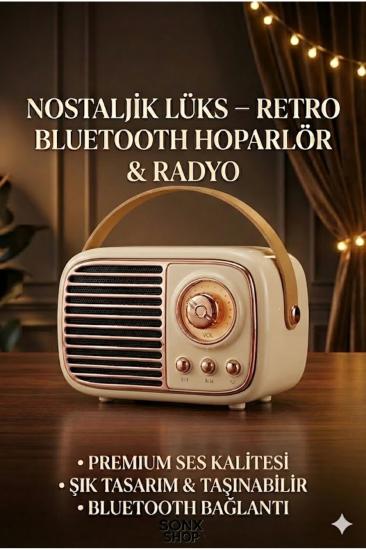 Nostaljik Retro Bluetooth Hoparlör FM Radyo ve USB Girişli Yüksek Ses Kaliteli Taşınabilir speaker