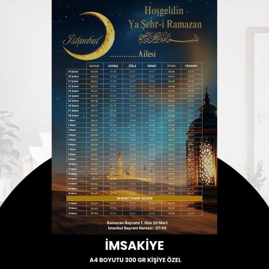 Ramazan İmsakiyesi - 300 Gr - A4 Boyut Kişiye Özel İsimli & Logolu 1 Adet Çöl