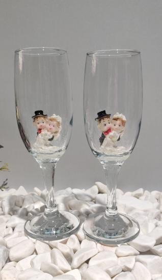 KİRLİNOVA® GELİN DAMAT FİGÜRLÜ 2’Lİ MEŞRUBAT BARDAĞI