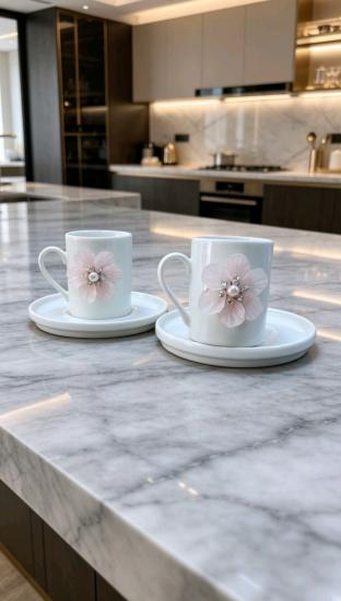 KİRLİNOVA® PEMBE ÇİÇEK PORSELEN 2’Lİ FİNCAN