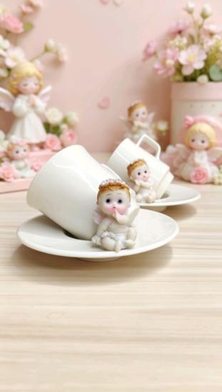 KİRLİNOVA® MELEK BEBEK 2’Lİ PORSELEN FİNCAN TAKIMI