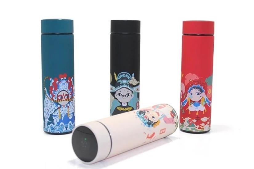 Dijital Göstergeli Paslanmaz Çelik Termos - 23x6 cm 500 ml Akıllı Isı Ölçerli