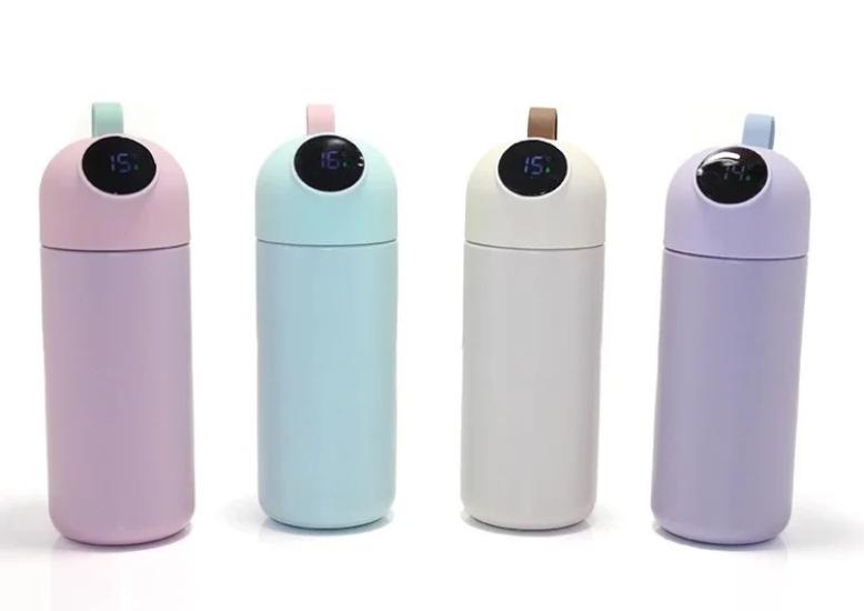 Dijital Göstergeli Termos - 19 x 6 cm Akıllı Sıcaklık Göstergeli Çelik Matara