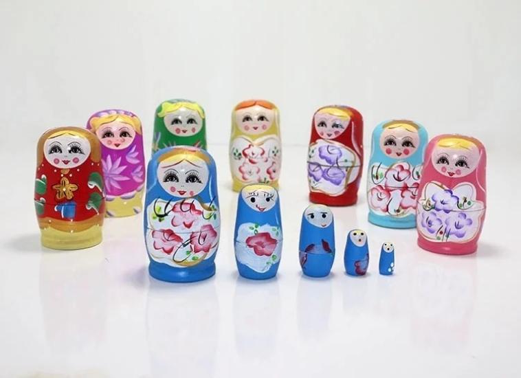 5’li Ahşap Matruşka Bebek Seti - 12 cm El Yapımı Dekoratif Hediyelik Oyuncak