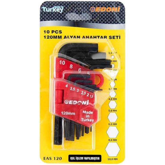 10 Parça Alyan Anahtar Seti 1.5-10 mm L Tipi Çelik Somun Sıkma Montaj Takımı