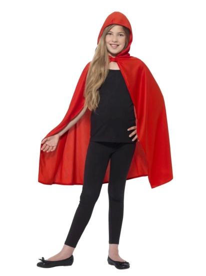 Kırmızı Kapüşonlu Kumaş Pelerin 90 cm | Canlı Renk Kostüm ve Sahne Aksesuarı
