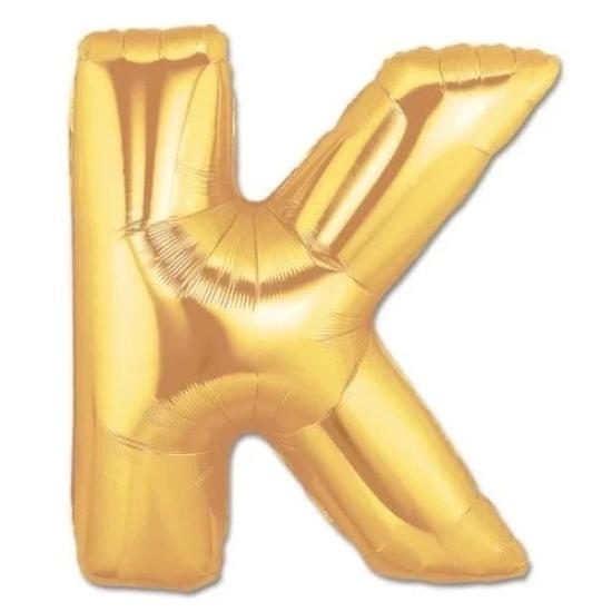 K Harfi Gold Folyo Balon | 40 İnç Altın Renk Dev Boy Harf Balon