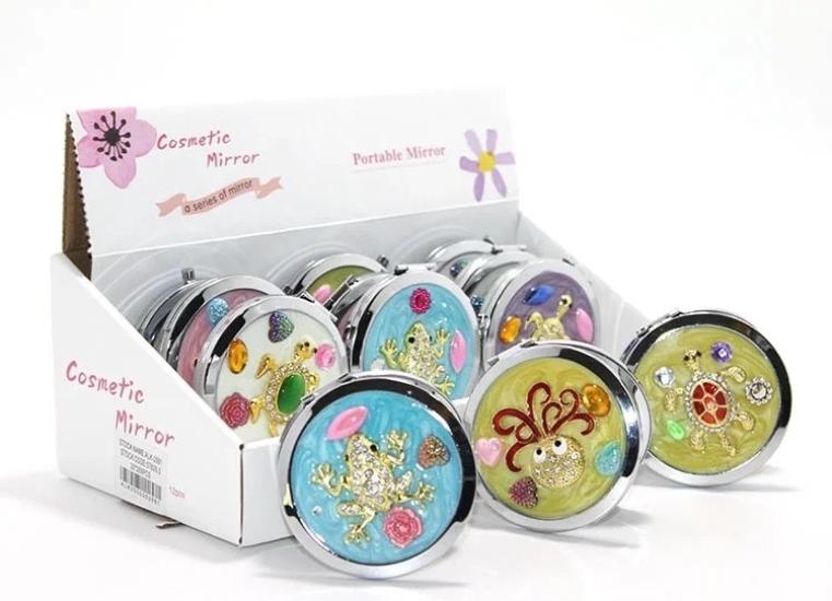 Kabartmalı Desenli El Aynası | 7 cm Nostaljik Dekoratif Çanta Aynası