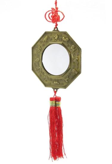Feng Shui Bagua Aynası - Dekoratif Askılı Duvar Süsü ve Enerji Dengeleyici (12x36 Cm)