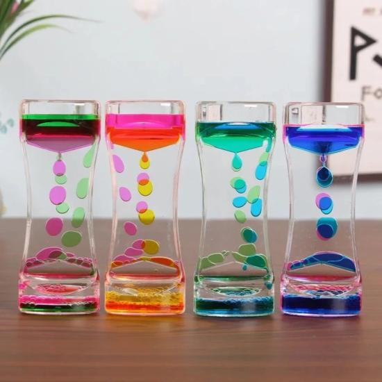 Dekoratif Sulu Kum Saati - 14x6 cm Sıvı Jel Hareketli Masaüstü Aksesuarı