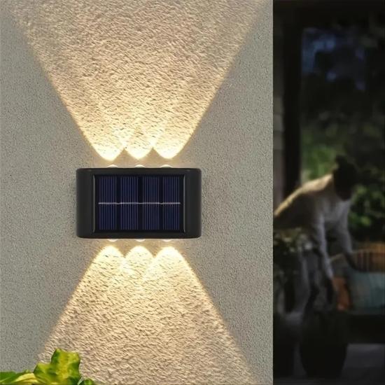2’li Solar Bahçe Duvar Aydınlatması - 6 Ledli Gün Işığı Güneş Enerjili Lamba