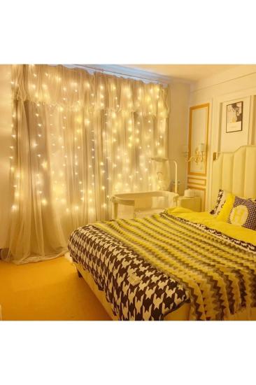 8 Fonksiyonlu Uzaktan Kumandalı Günışığı Perde Peri Led - 3 x 3 Metre USB’li