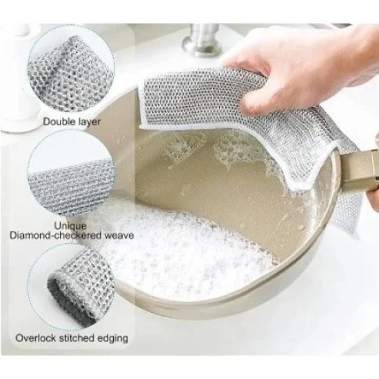 Çok Amaçlı Sihirli Tel Temizlik Bezi - 20x20 cm Çizmeyen Metal Bulaşık Bezi