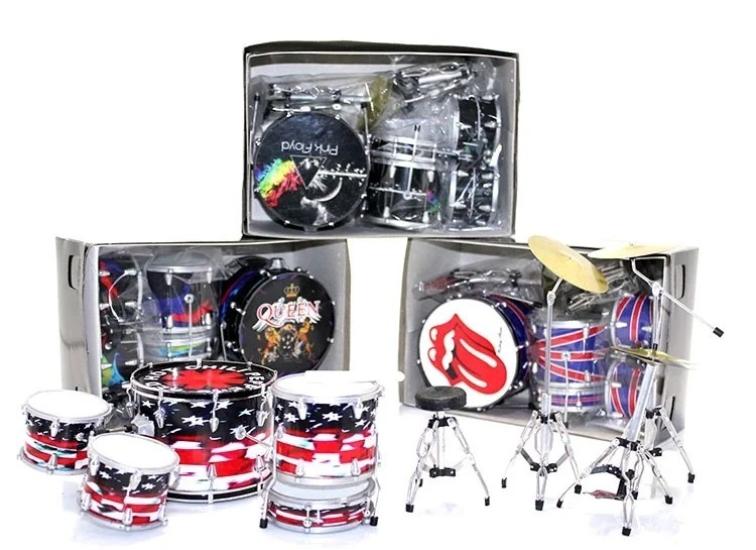 Dekoratif Masaüstü Mini Bateri Seti - 21x14 cm Koleksiyonluk Otantik Müzik Obje