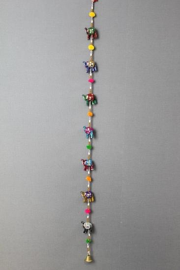 7’li Asmalı Aynalı Fil Süsü - 115 cm Şans ve Bereket Temalı Kapı/Duvar Süsü